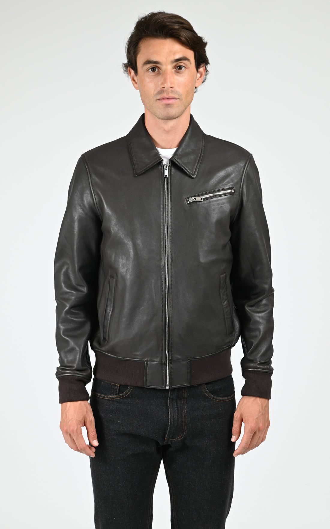Blouson cuir Yury marron