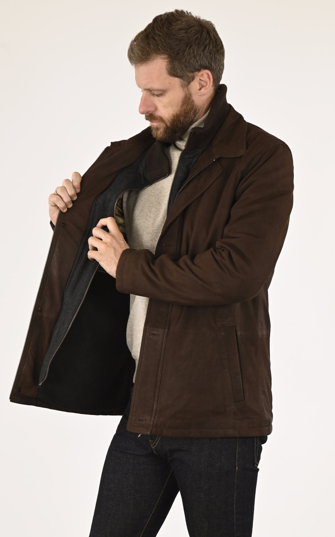 A &quot;ASHFORD 7762&quot; Marron Smarty Veste Homme opened photo