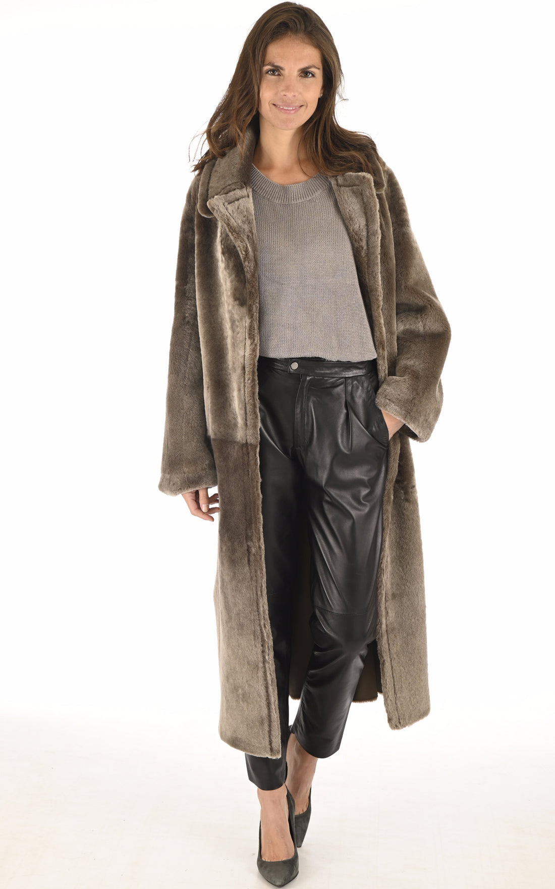 A &quot;BIANCA CANA&quot; Taupe La Canadienne Manteau Femme opened photo