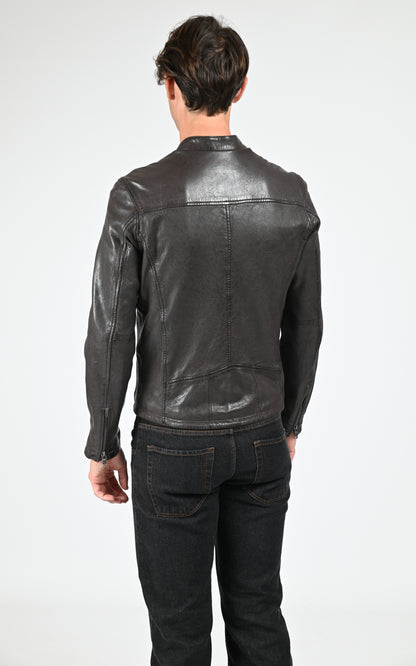 Blouson cuir Gafino marron