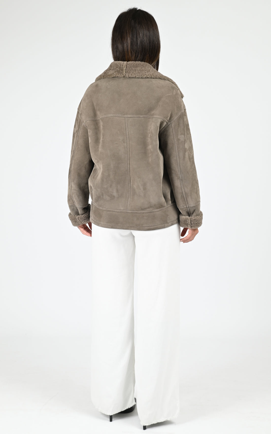 Veste peau lainée Coraline taupe