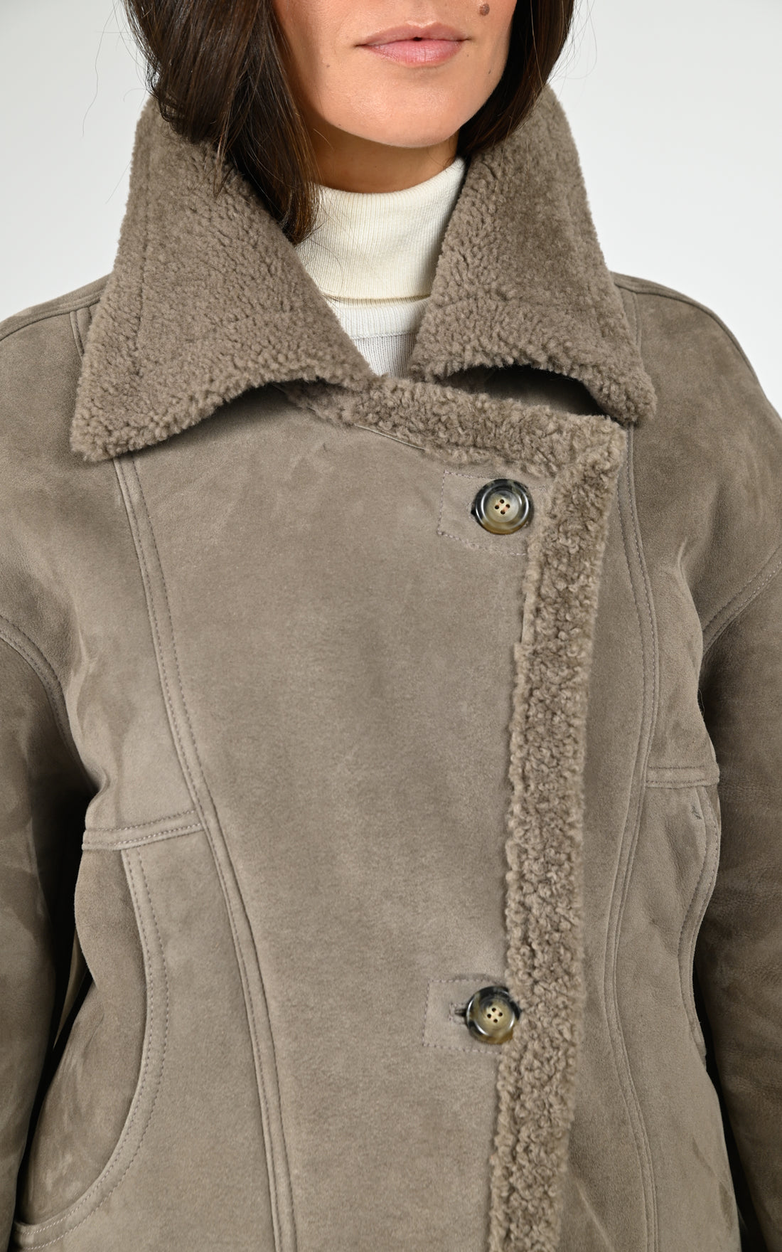 Veste peau lainée Coraline taupe