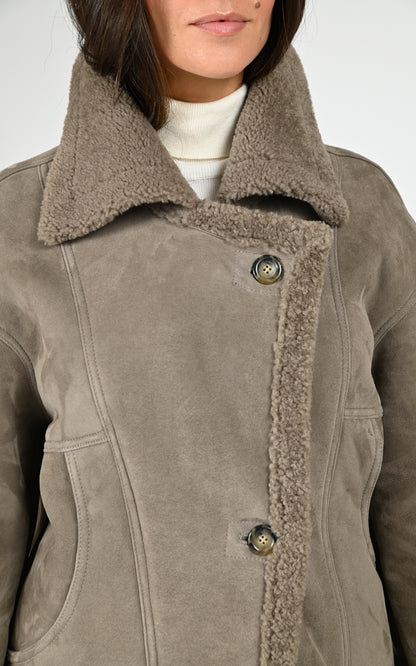 Veste peau lainée Coraline taupe