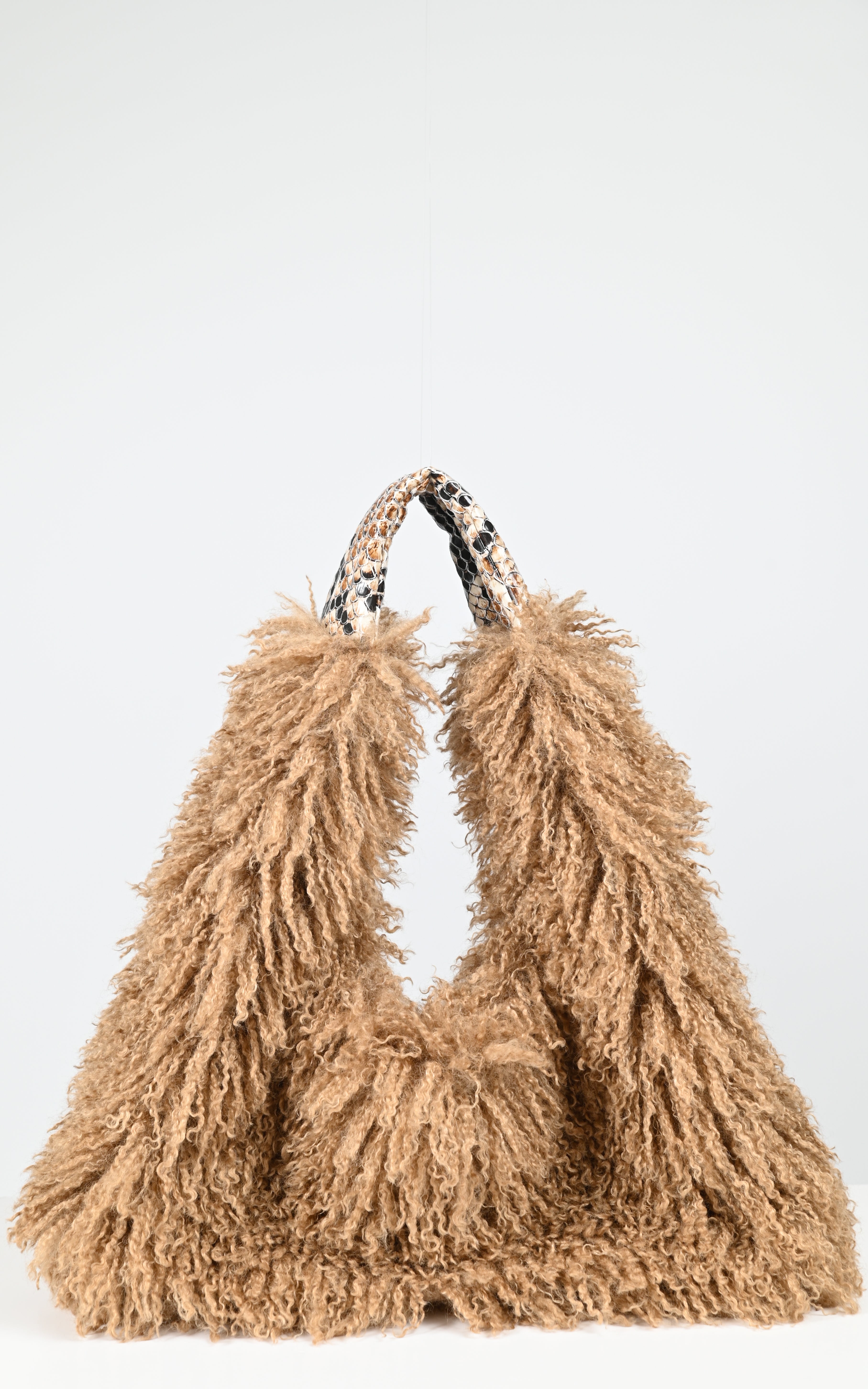 Oakwood camel Heart Snake faux fur bag - La Canadienne