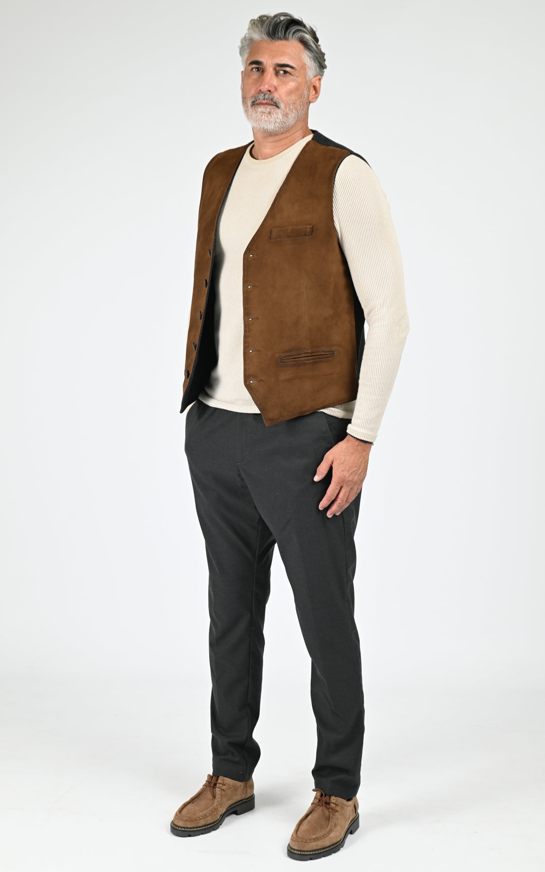 Gilet daim Renzo marron