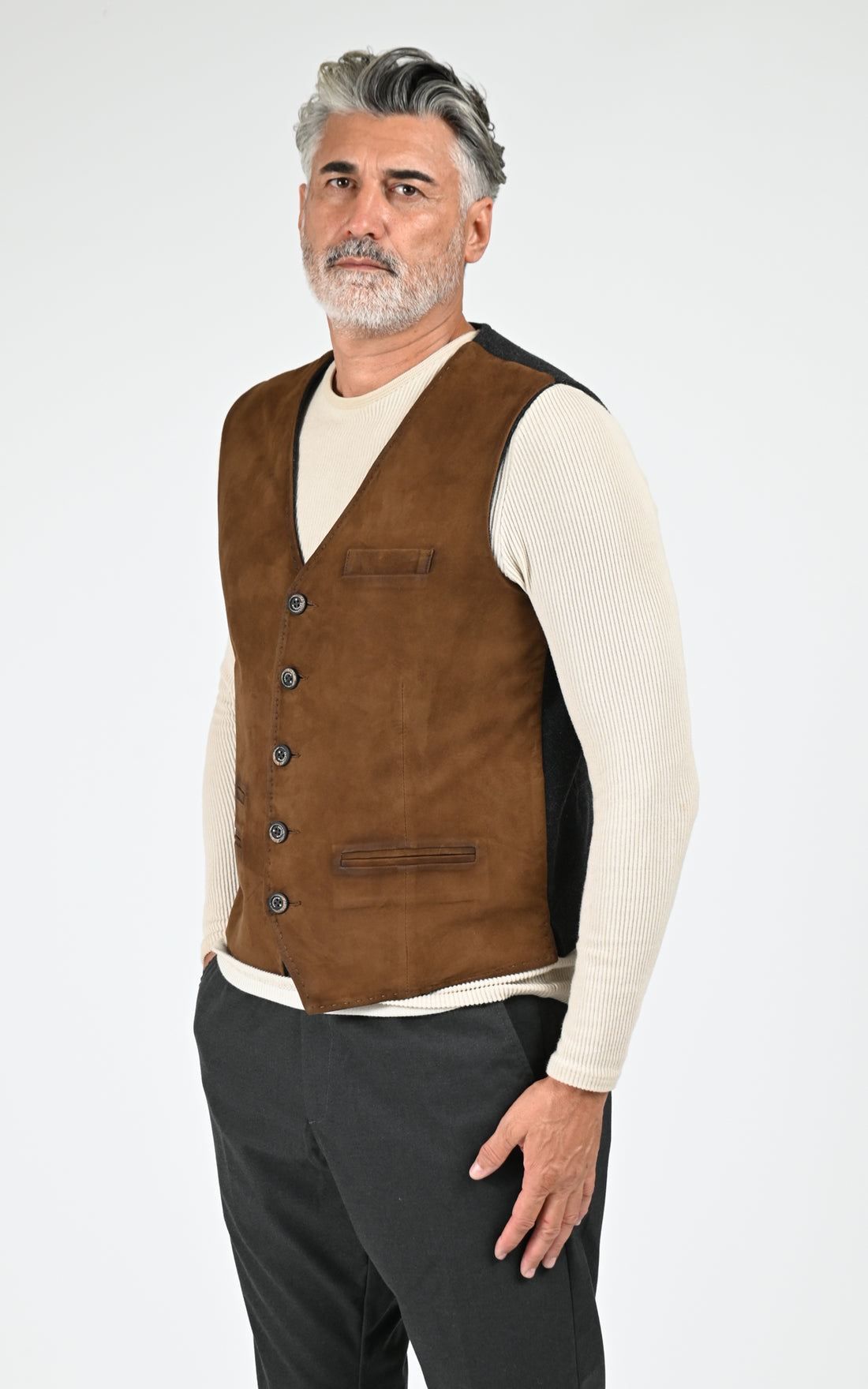 Gilet daim Renzo marron