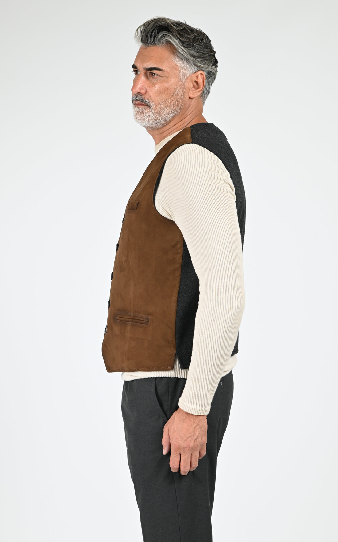 Gilet daim Renzo marron