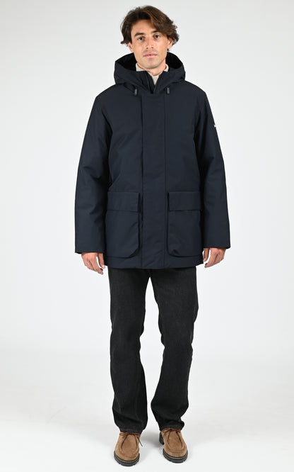 Parka longue à capuche noir