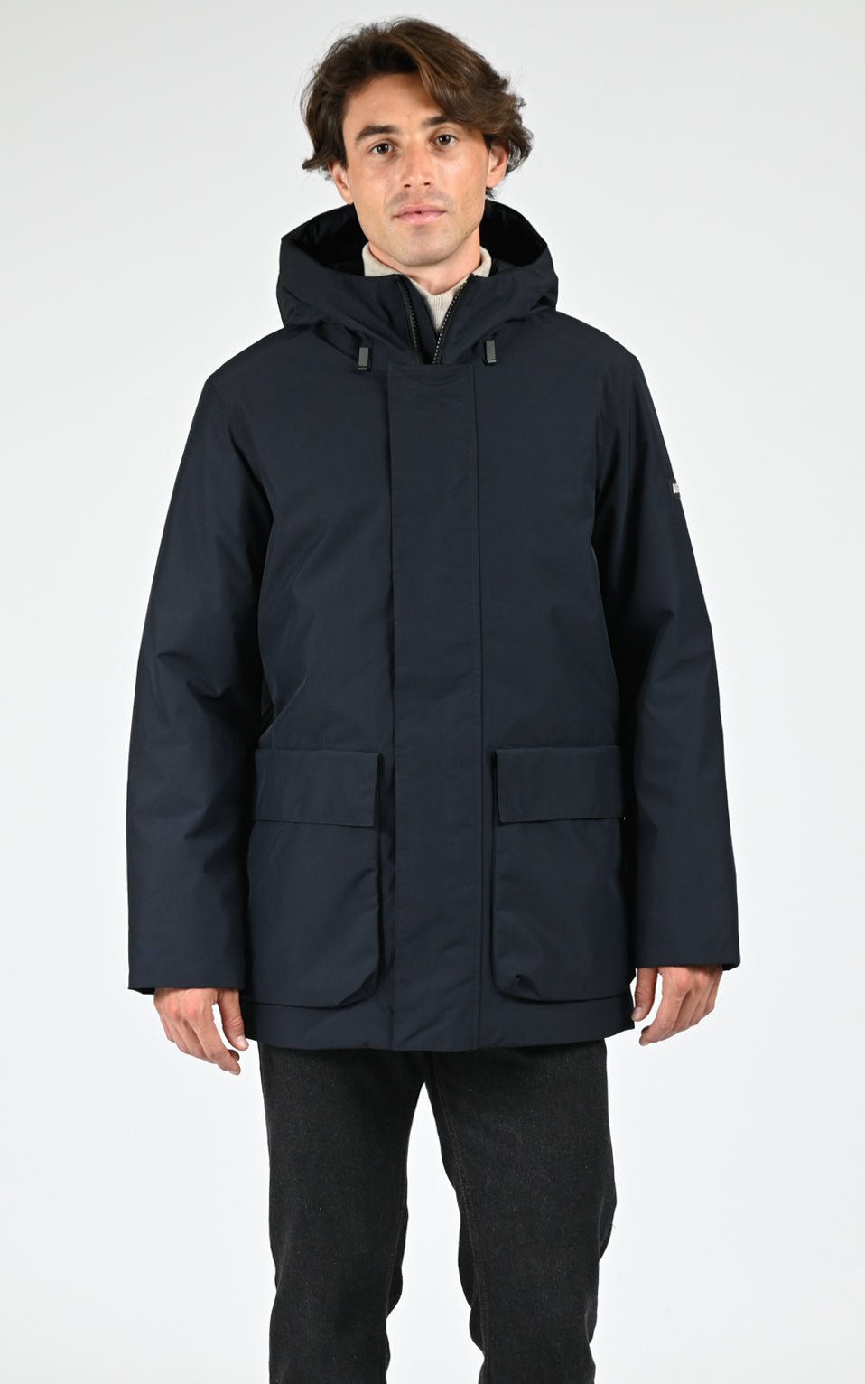 Parka longue à capuche noir 1