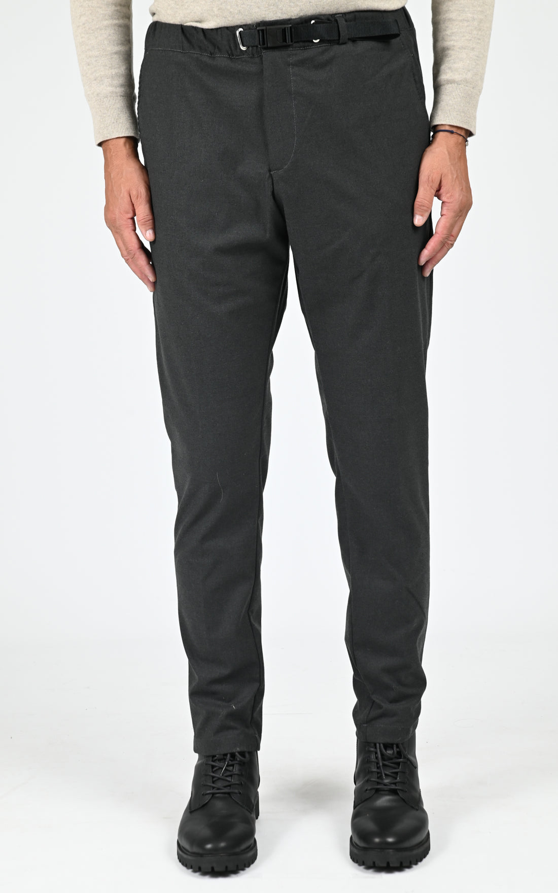 Pantalon droit toucher laine gris