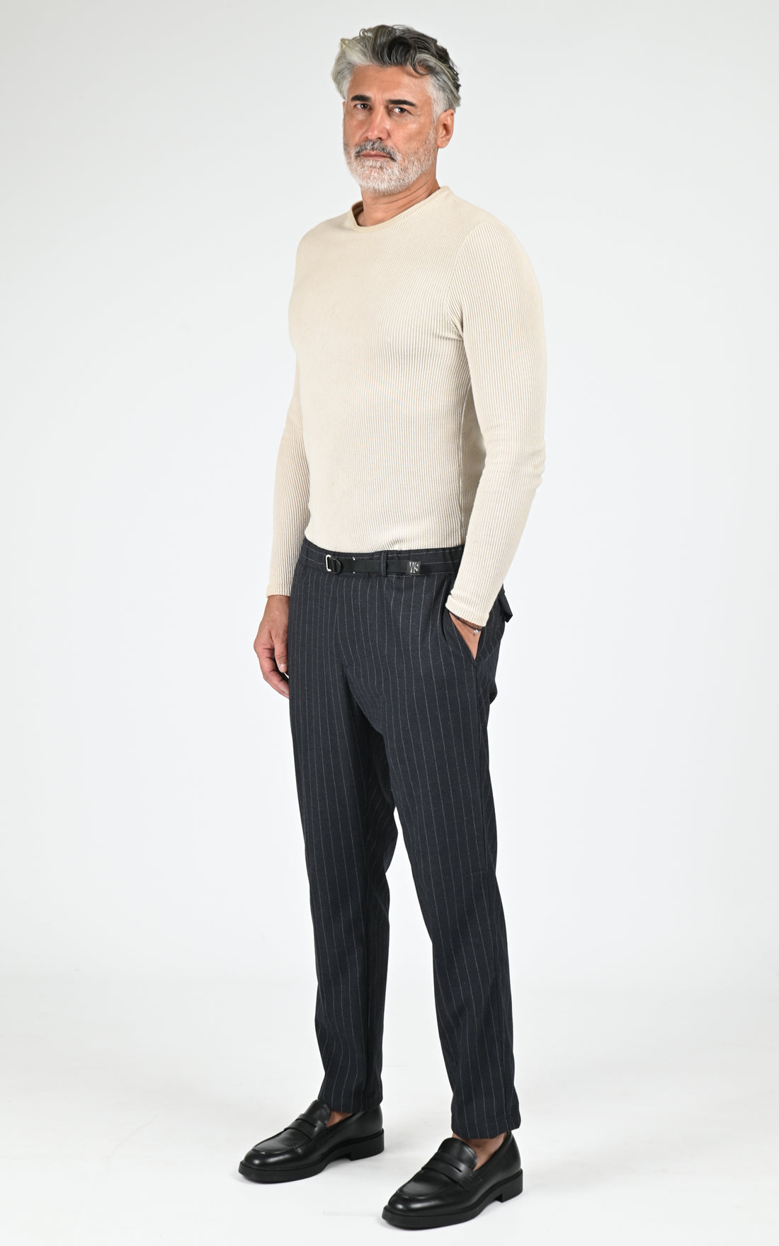 Pantalon toucher laine anthracite