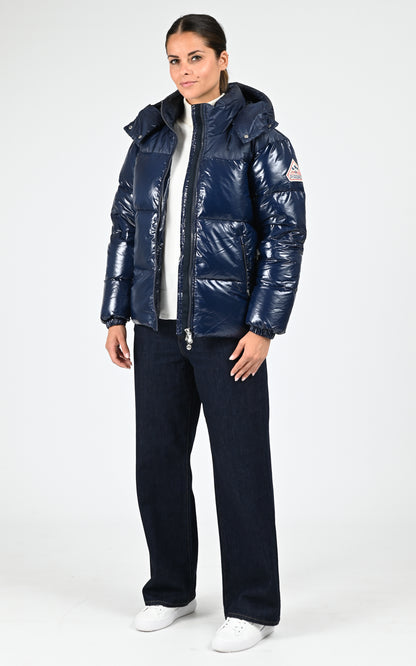 Doudoune courte capuche Lively bleu marine