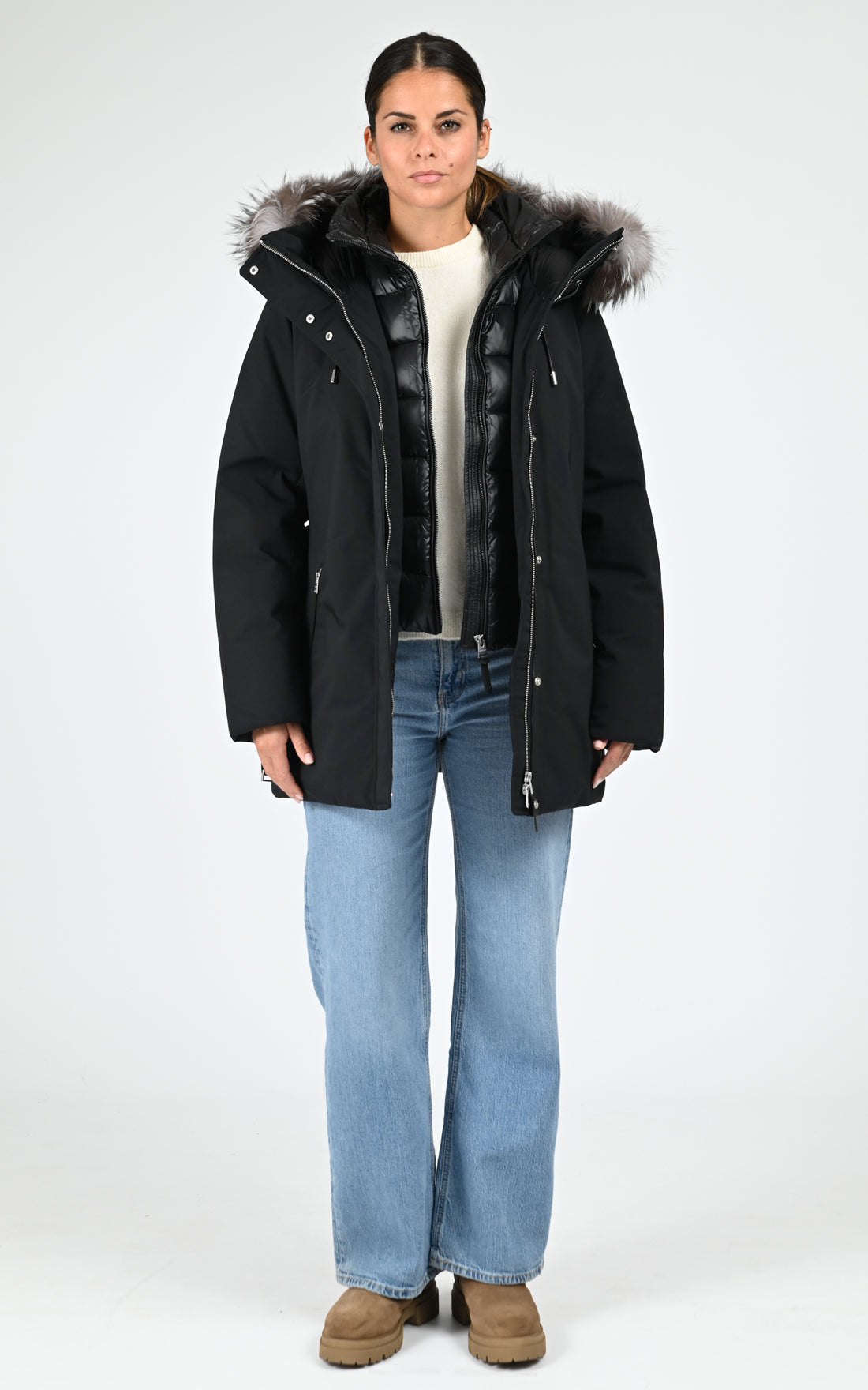 Parka fourrure cintrée Jenni-X noir