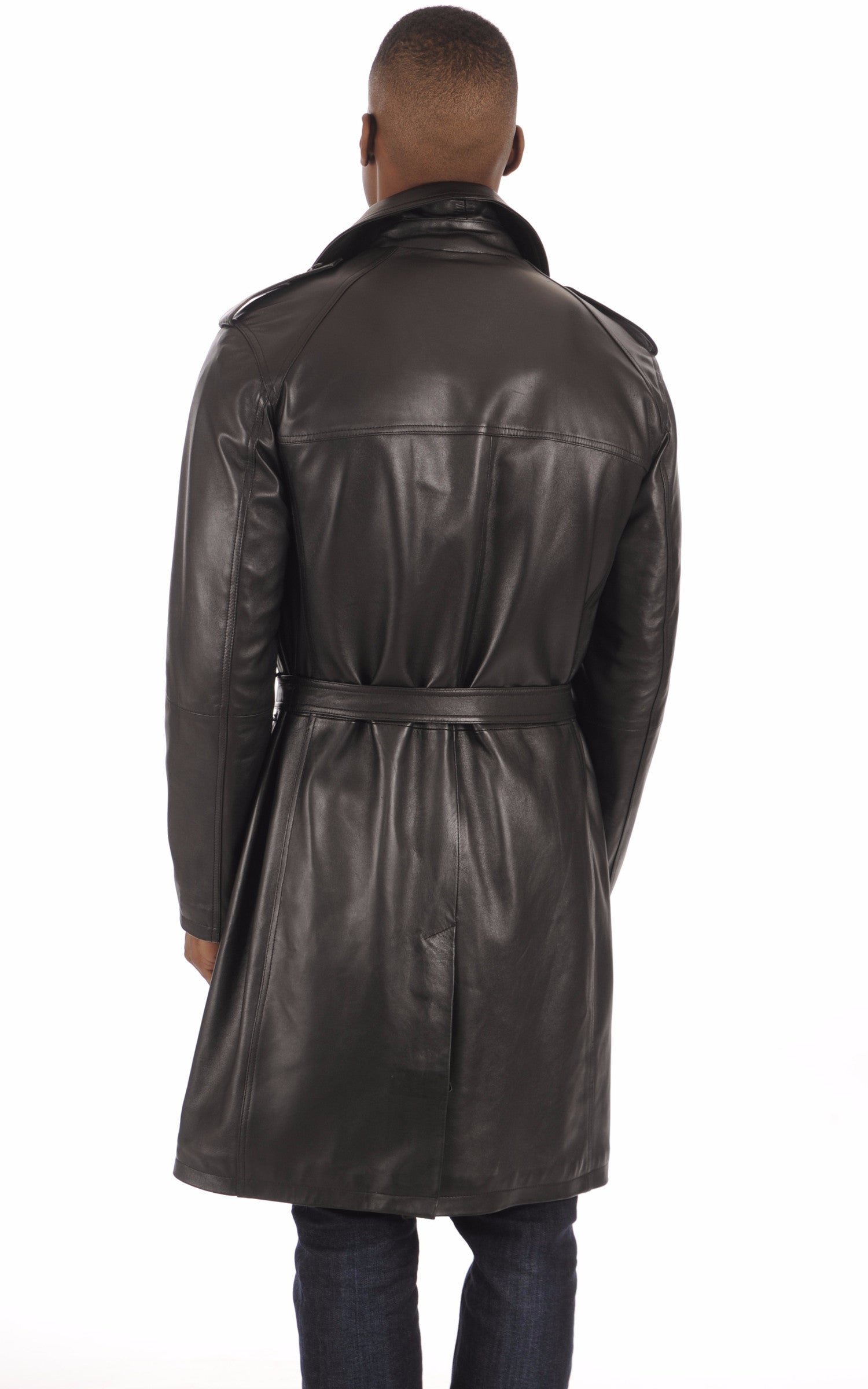 A &quot;GEORGE BIS&quot; Noir La Canadienne Manteau Homme back photo 3