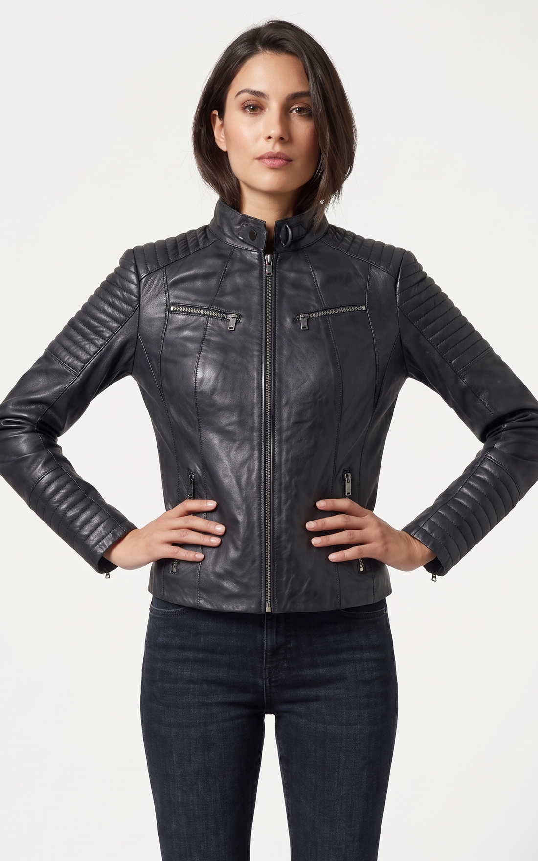 Blouson motard cuir Scooty noir