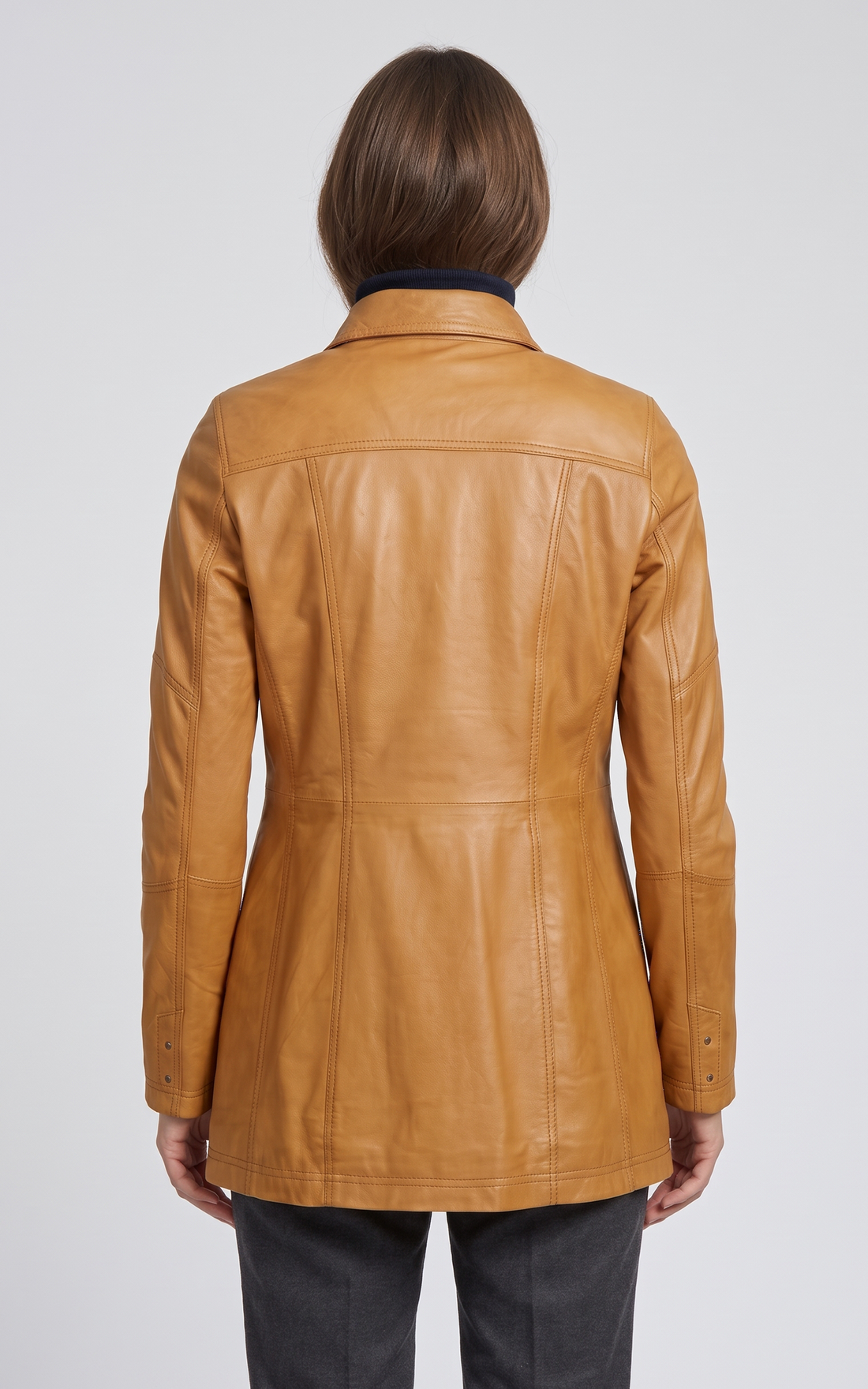 Veste en cuir New Alaine femme cognac
