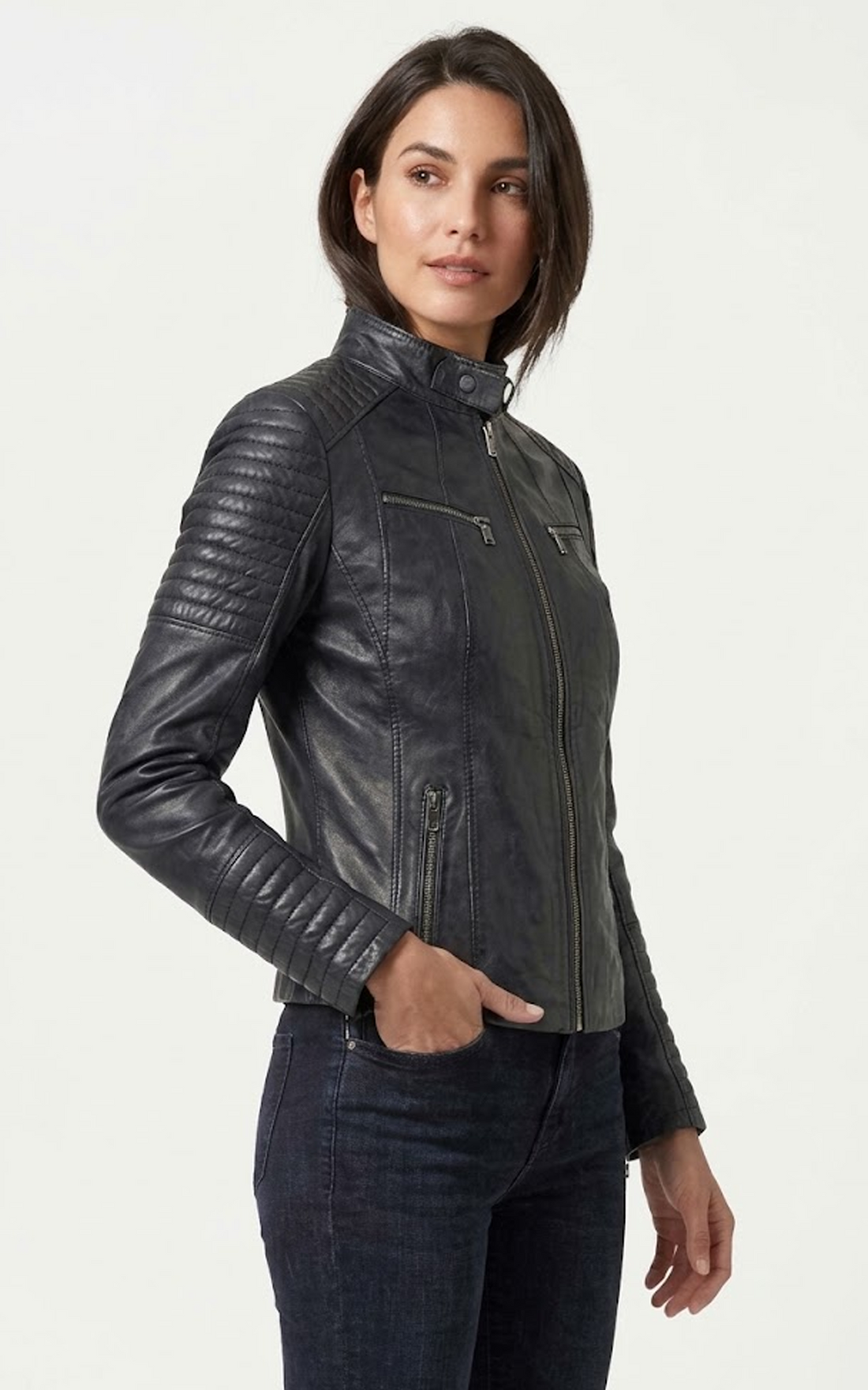 Blouson motard cuir Scooty noir