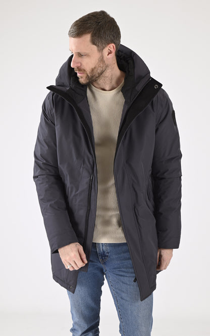 A &quot;PIERRE 3L&quot; Bleu Marine Nobis 3/4 Doudoune Homme opened photo