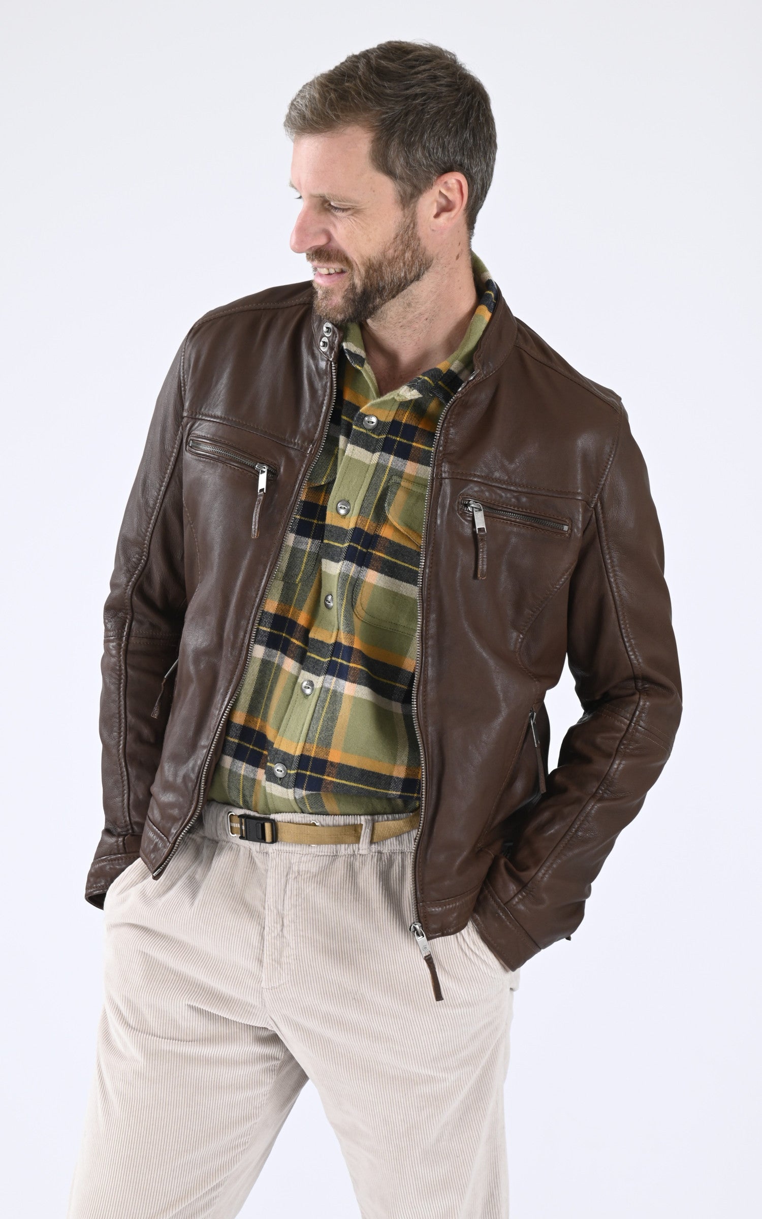 A &quot;MUMBAI&quot; Marron Clair La Canadienne Blouson Homme opened photo
