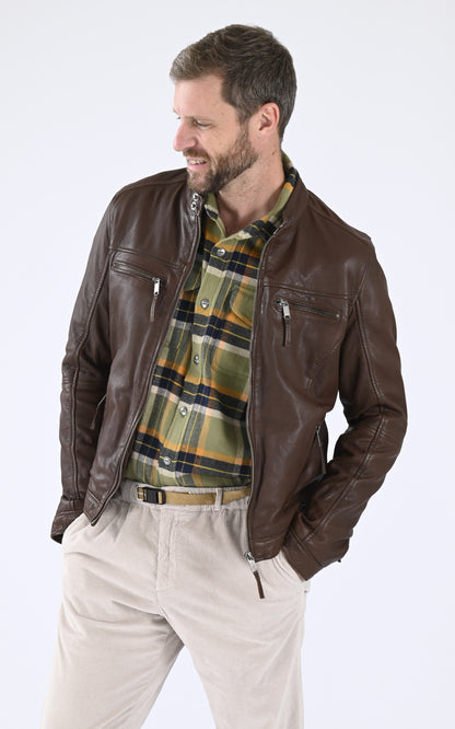 A &quot;MUMBAI&quot; Marron Clair La Canadienne Blouson Homme opened photo