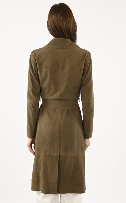 A &quot;anis&quot; Kaki Serge Pariente Trench Femme back photo