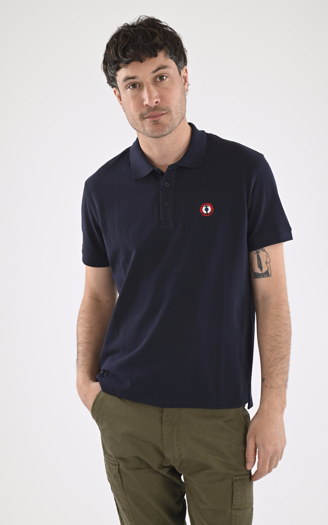 A &quot;GLOBAL 103942&quot; Bleu Marine Marine Nationale Polo Homme opened photo