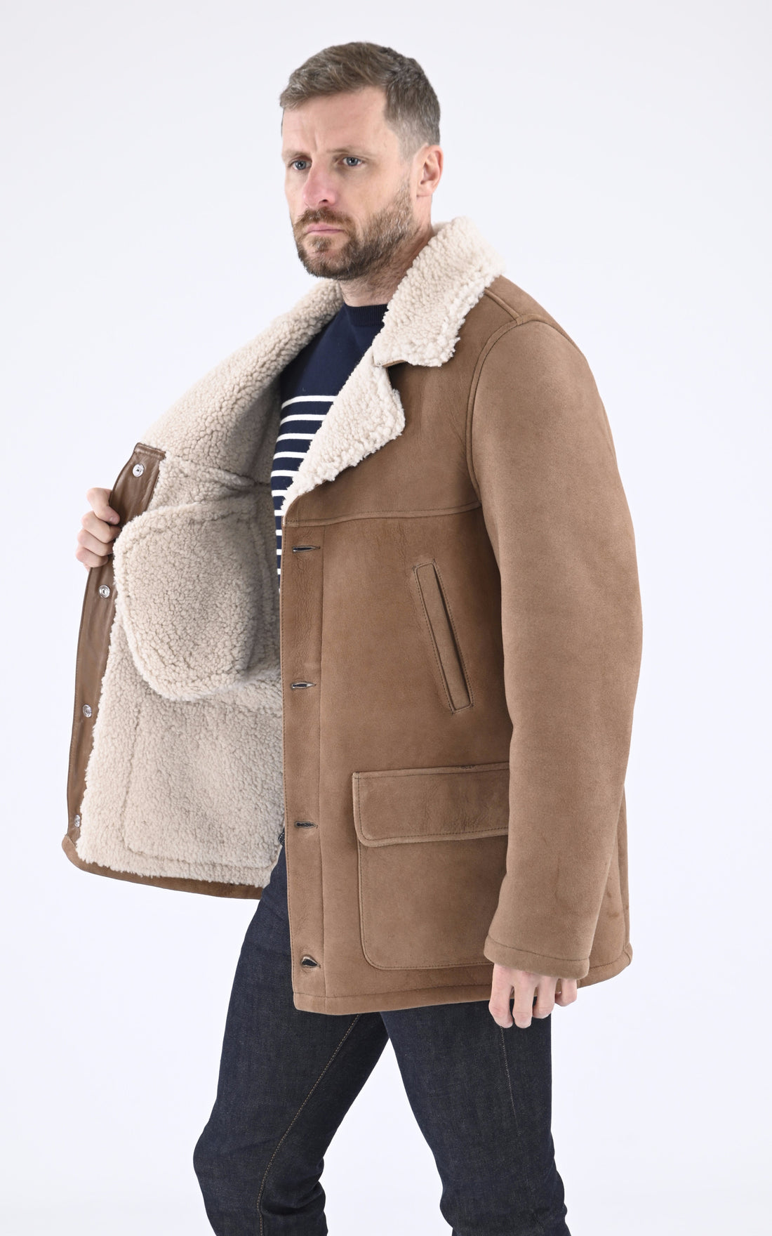 A &quot;LC CABAN SHEEP&quot; Camel Schott Veste Homme closed photo