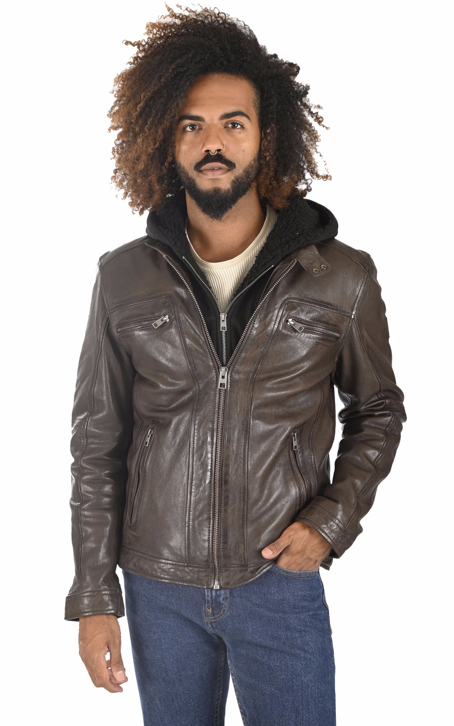 A "DRINK 63036" Chocolat Oakwood Blouson Homme closed photo 1
