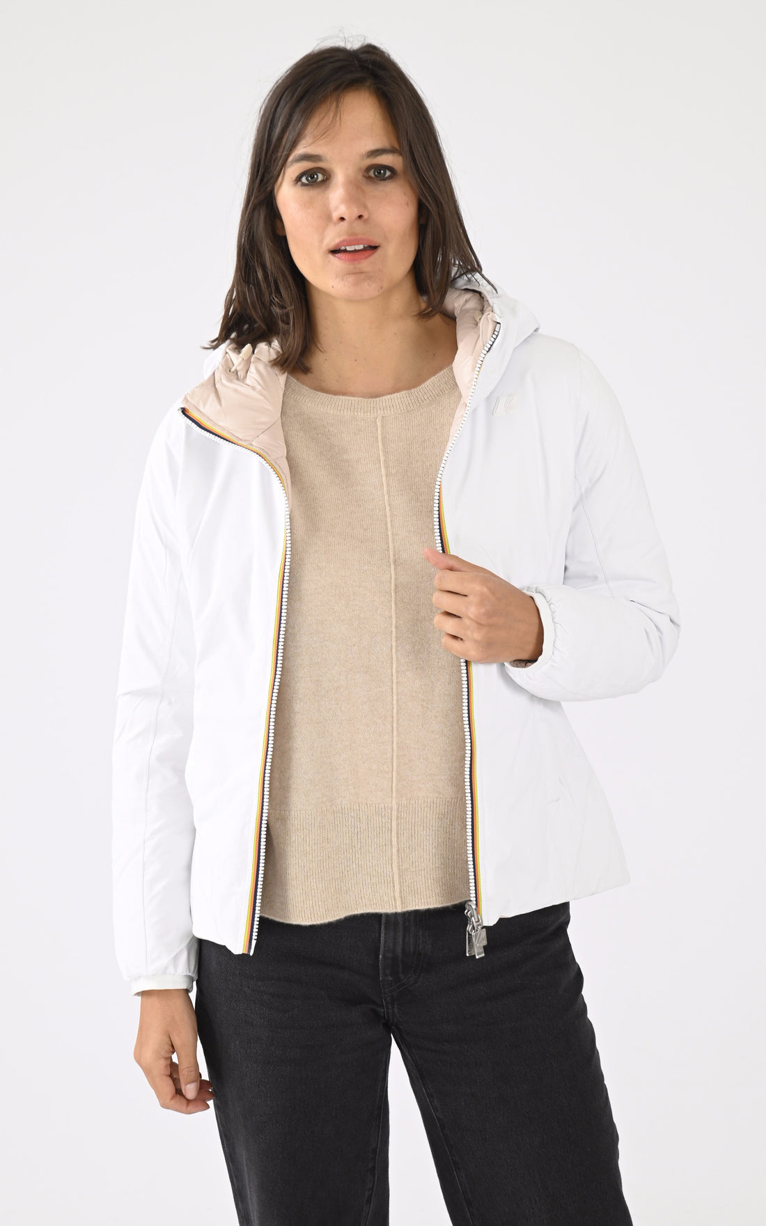 A &quot;LILY ST THERMO DO K8127XW&quot; Blanc K-Way Blouson Femme opened photo