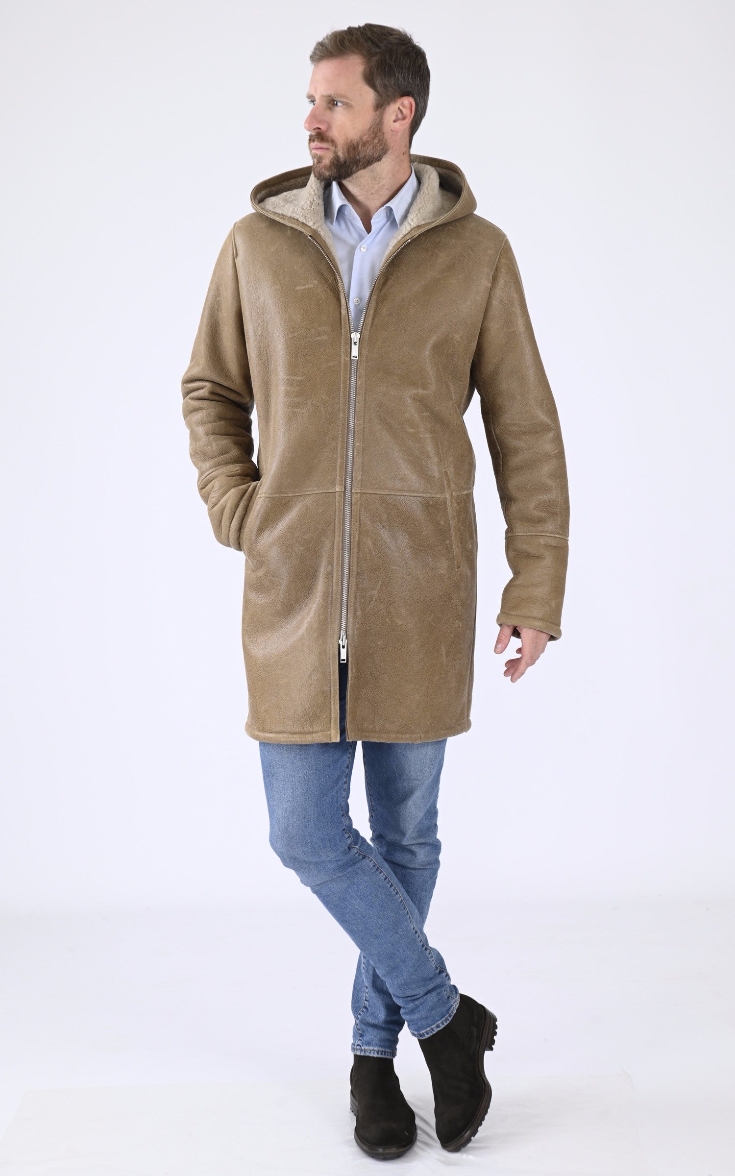 A &quot;MEL-E-249-2&quot; Taupe La Canadienne 3/4 Homme closed photo 2