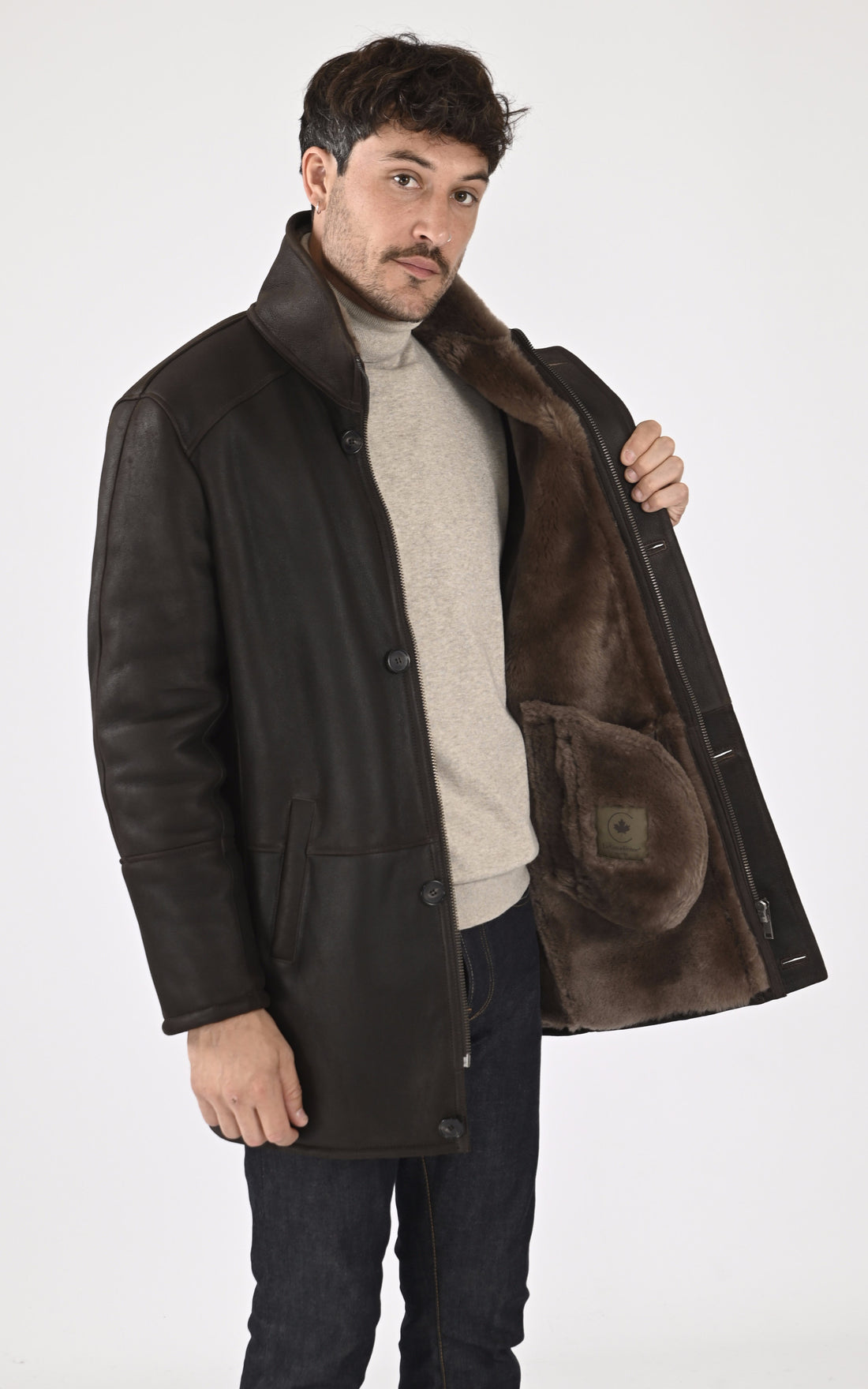 A &quot;GUILLAUME&quot; Marron La Canadienne 3/4 Homme opened photo