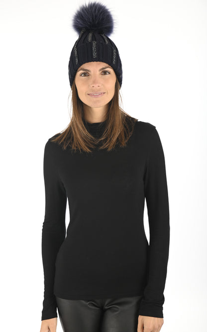 A &quot;10729H&quot; Bleu Marine La Canadienne Bonnet Femme opened photo