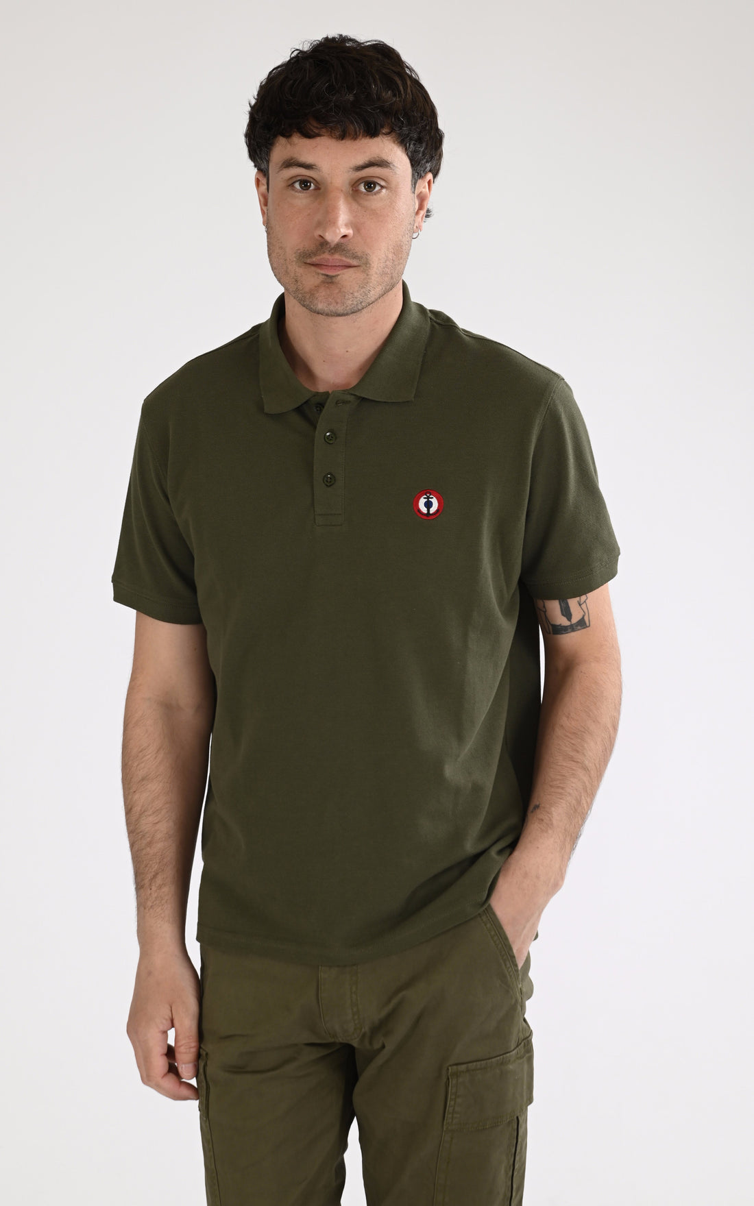 A &quot;GLOBAL 103942&quot; Kaki Marine Nationale Polo Homme opened photo