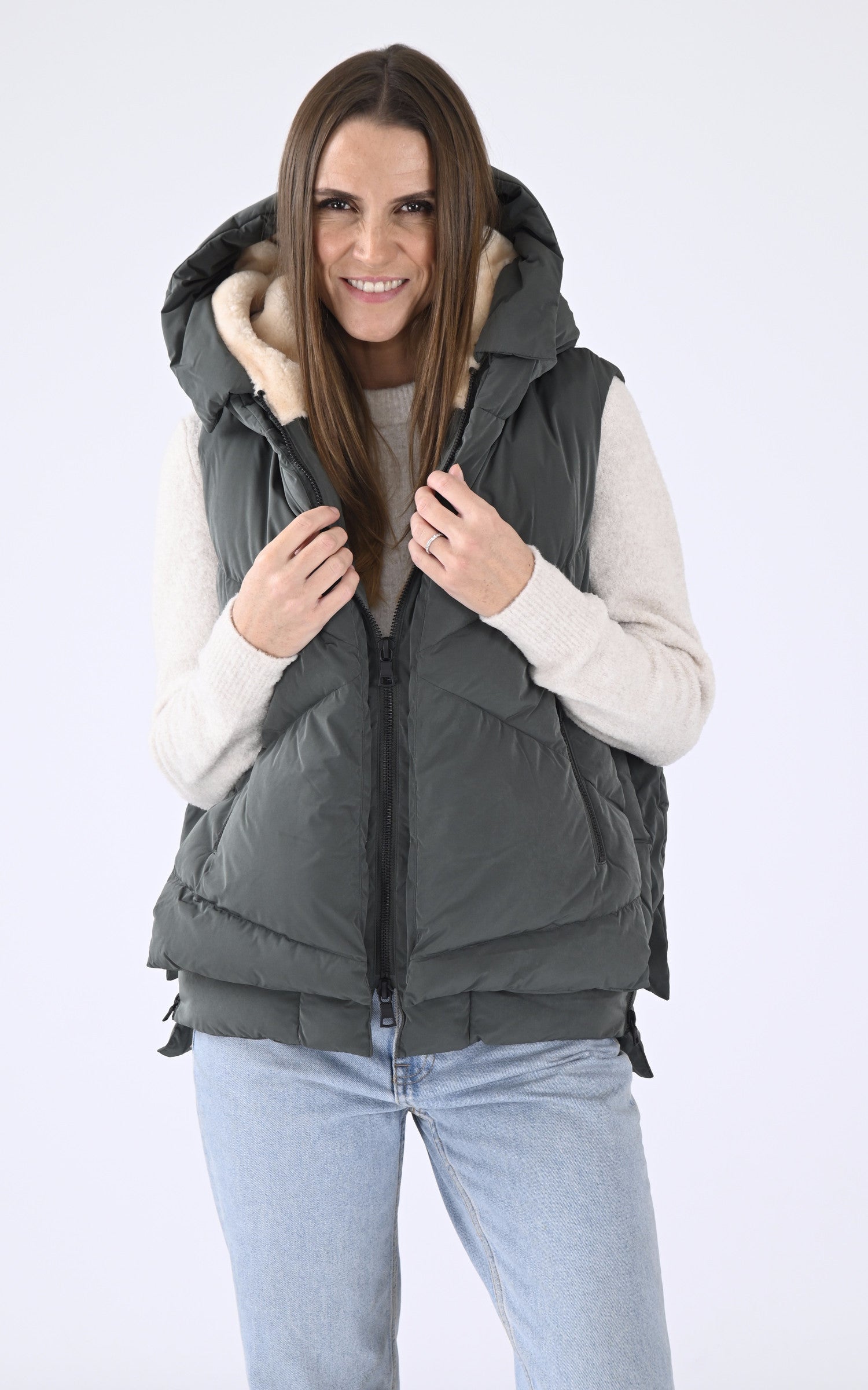 A &quot;DEW&quot; Kaki Blonde n°8 Gilet Femme opened photo
