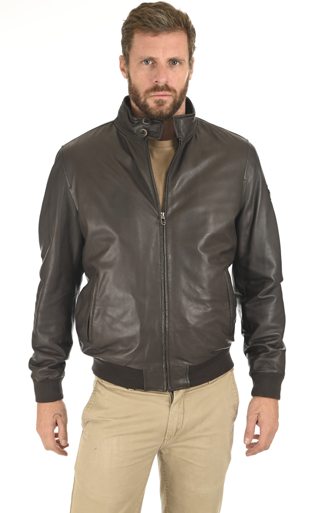 A &quot;HENRY&quot; Marron Milestone Blouson Homme opened photo