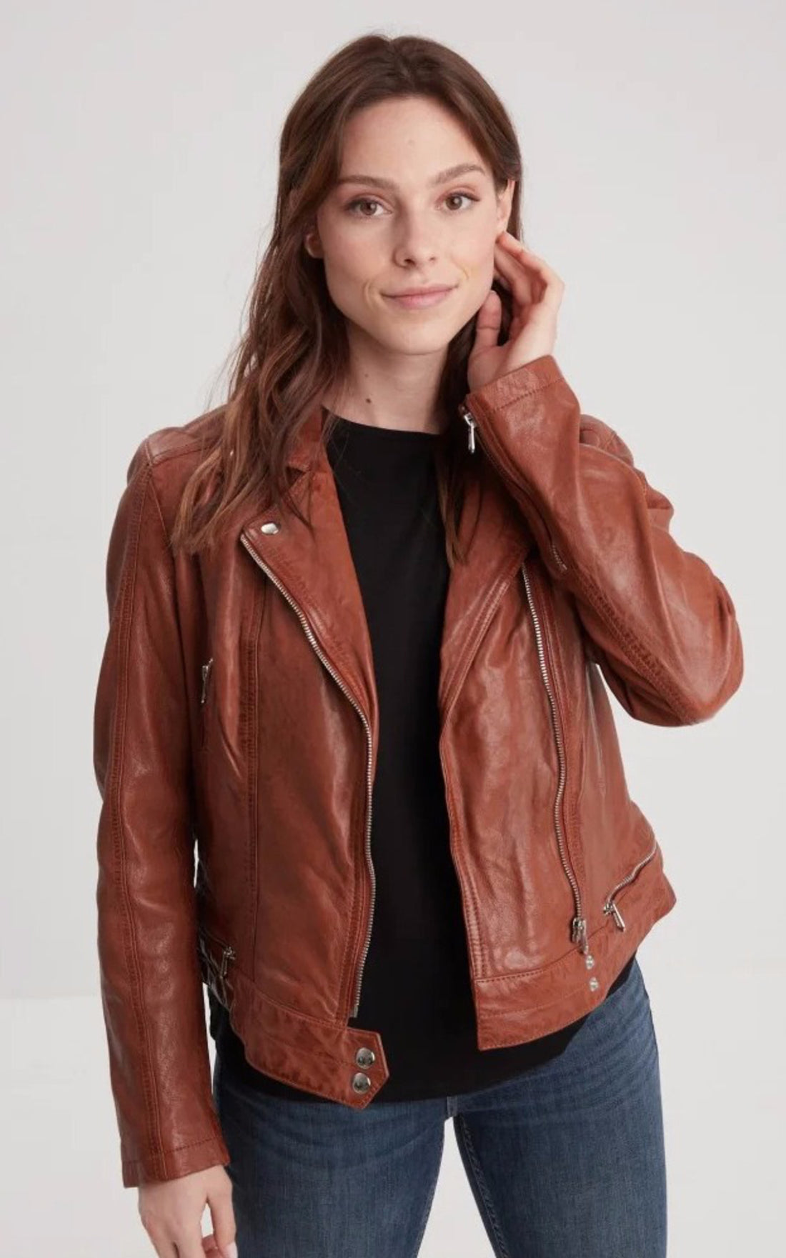 A &quot;LEA 102585&quot; Cognac Rose Garden Blouson Femme opened photo