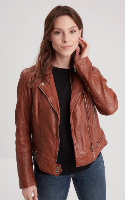 A &quot;LEA 102585&quot; Cognac Rose Garden Blouson Femme closed photo