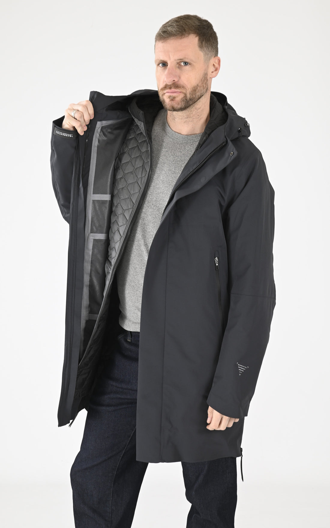 A &quot;PLANCK QM481&quot; Gris Foncé Krakatau 3/4 Parka Homme opened photo
