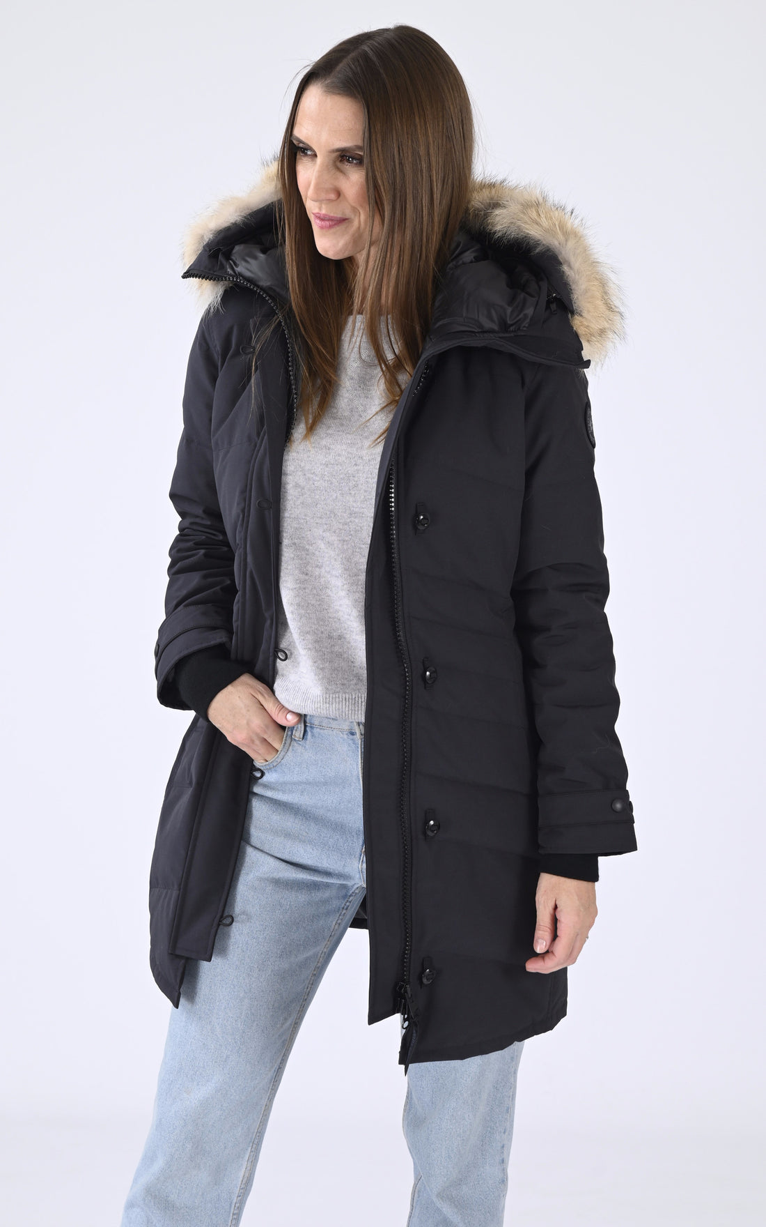 A &quot;LORETTE 2090LB&quot; Navy Canada Goose 3/4 Doudoune Femme opened photo