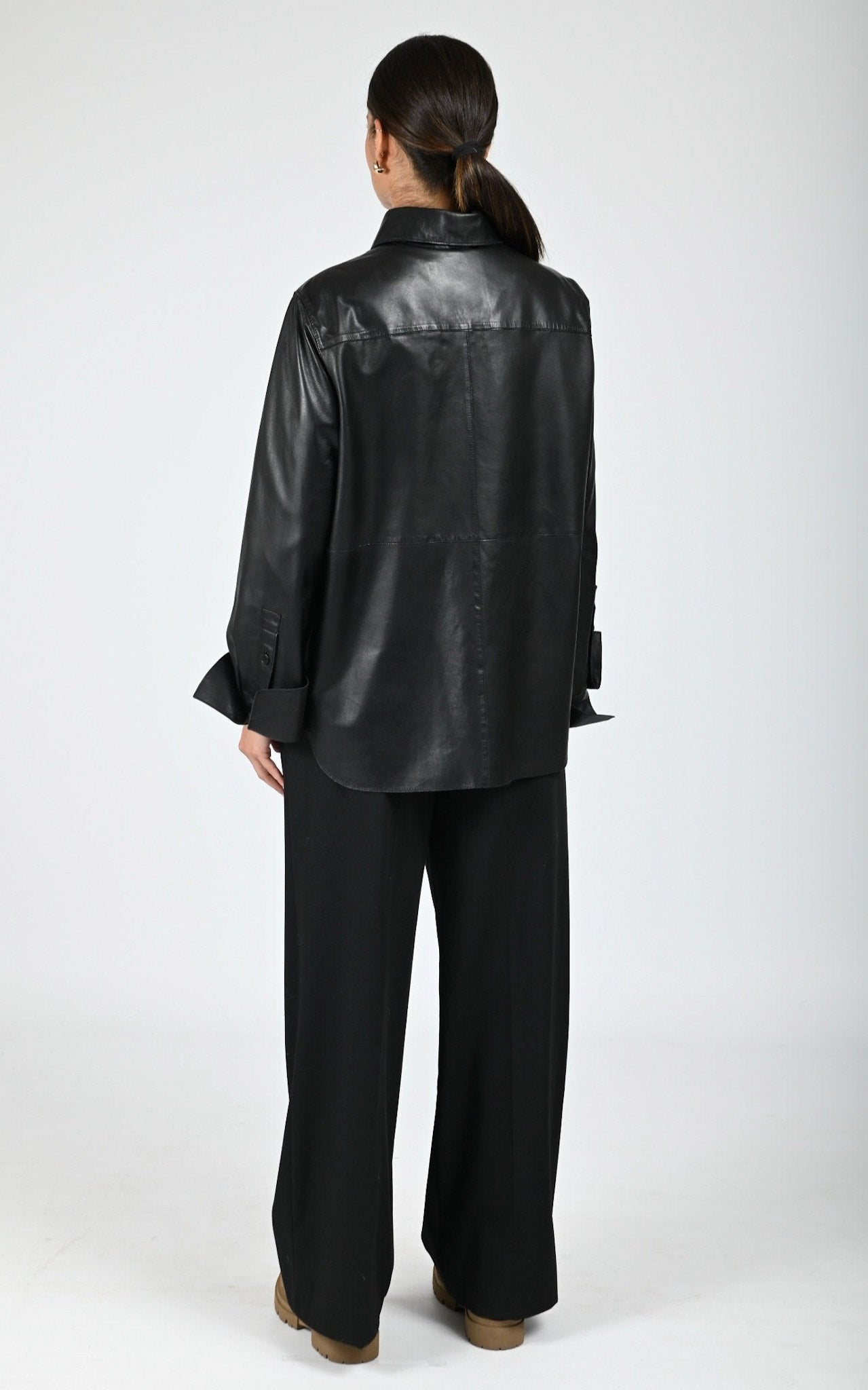 Chemise en cuir Lauren noir