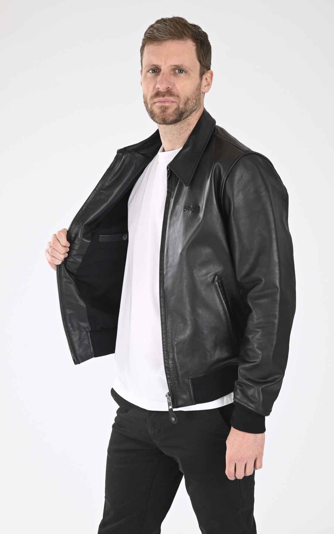 A &quot;LC5100 RIB&quot; Noir Schott Blouson Homme opened photo