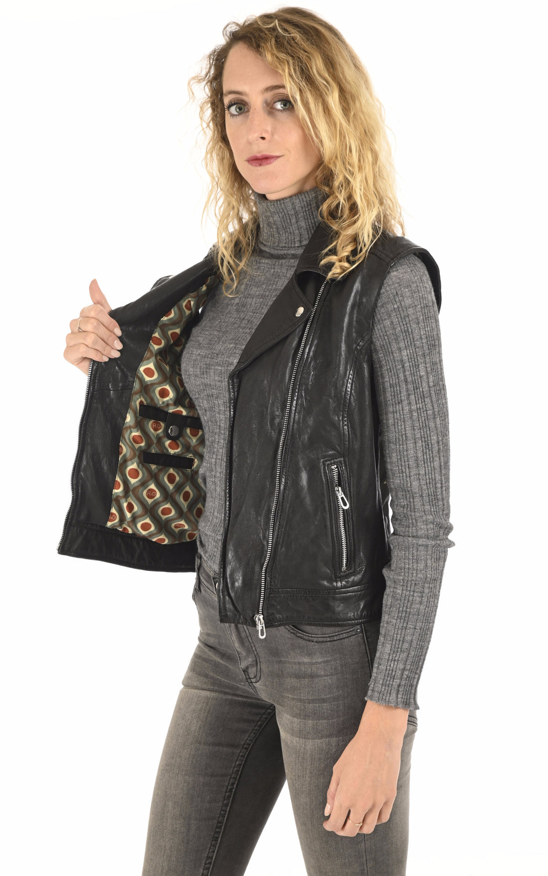 A &quot;SARAH 102338&quot; Noir Rose Garden Gilet Femme opened photo