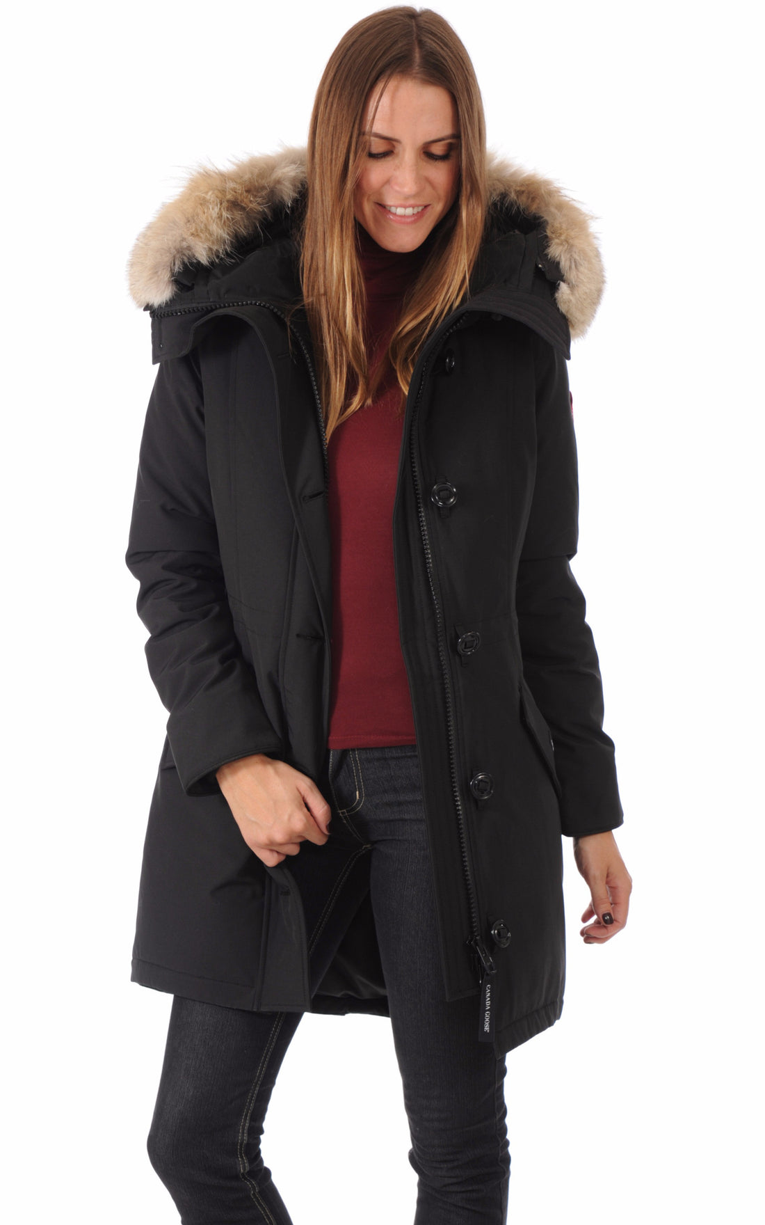 A &quot;ROSSCLAIR 2580L&quot; Noir Canada Goose 3/4 Doudoune Femme opened photo