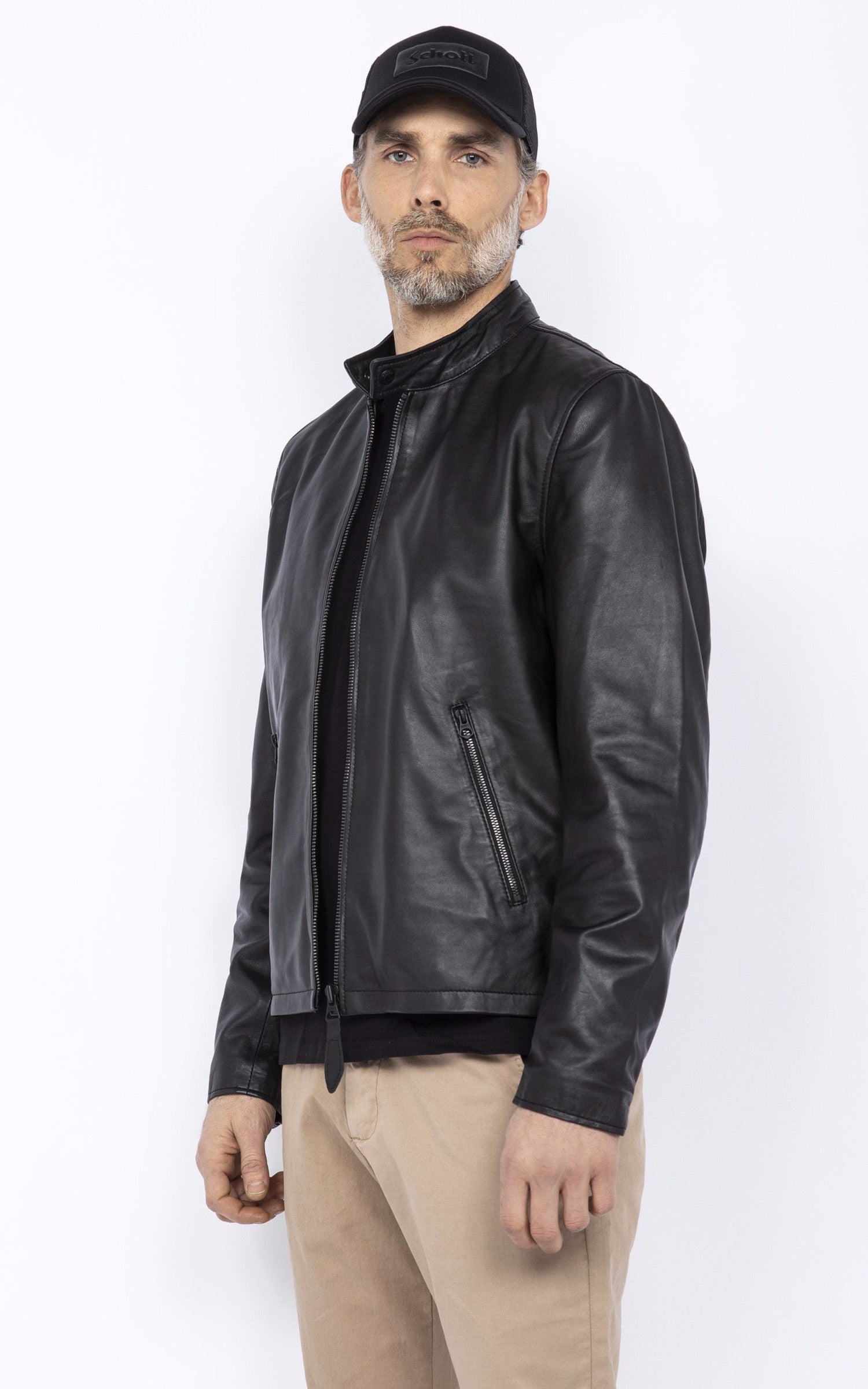 A &quot;LC BIKER&quot; Noir Schott Blouson Homme back photo