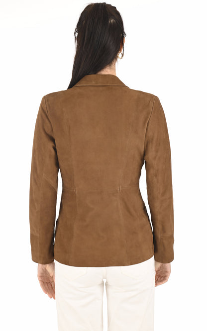 A &quot;SANDRINE FF&quot; Camel La Canadienne Veste Femme back photo
