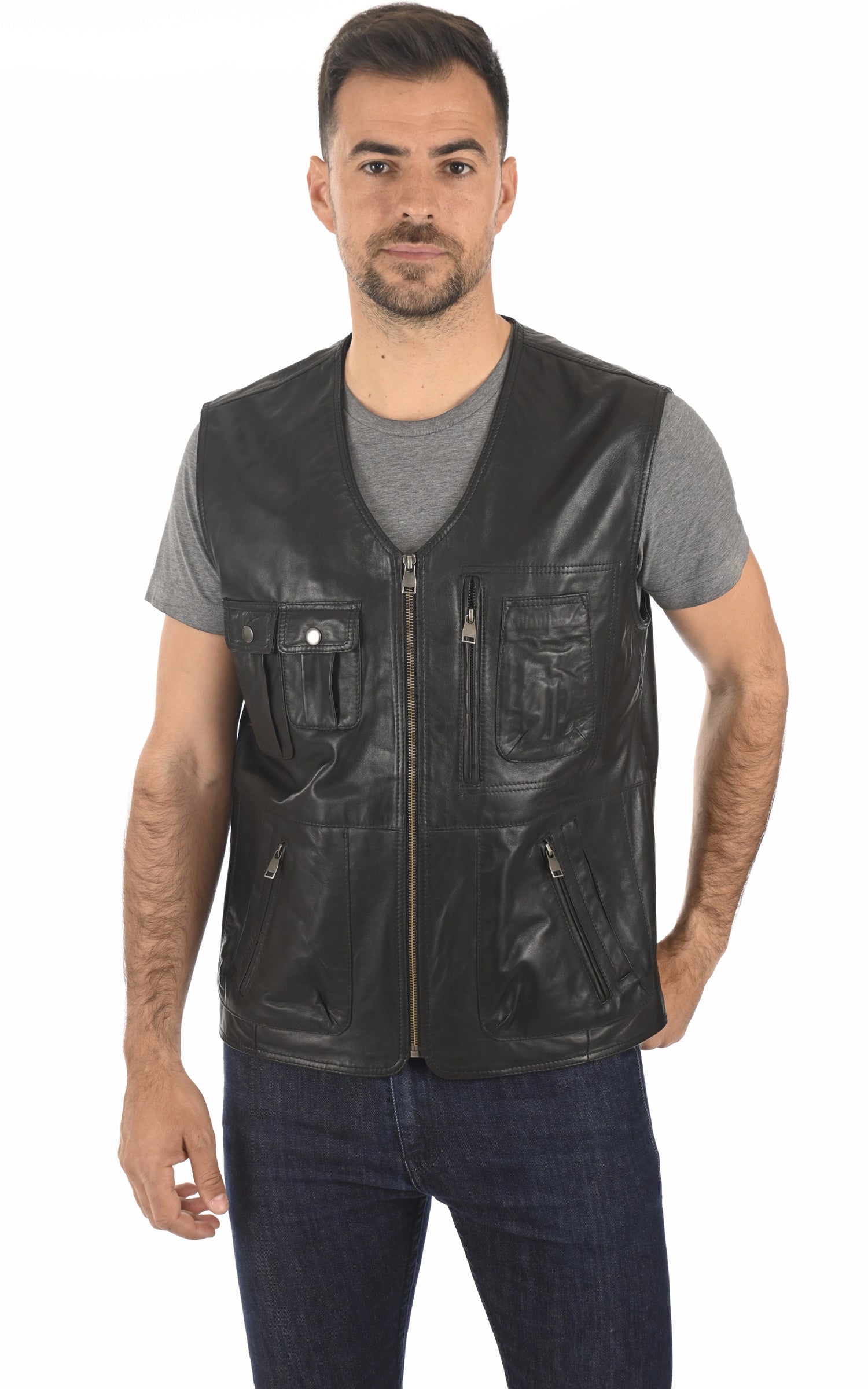 A &quot;2827&quot; Noir La Canadienne Gilet Homme closed photo 1