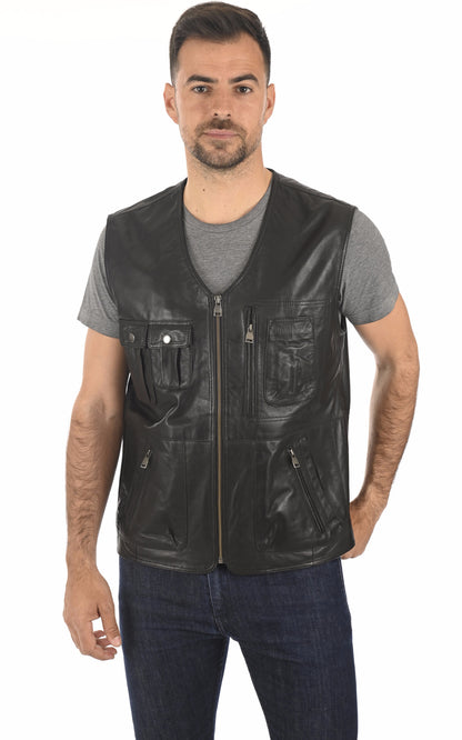 A &quot;2827&quot; Noir La Canadienne Gilet Homme closed photo