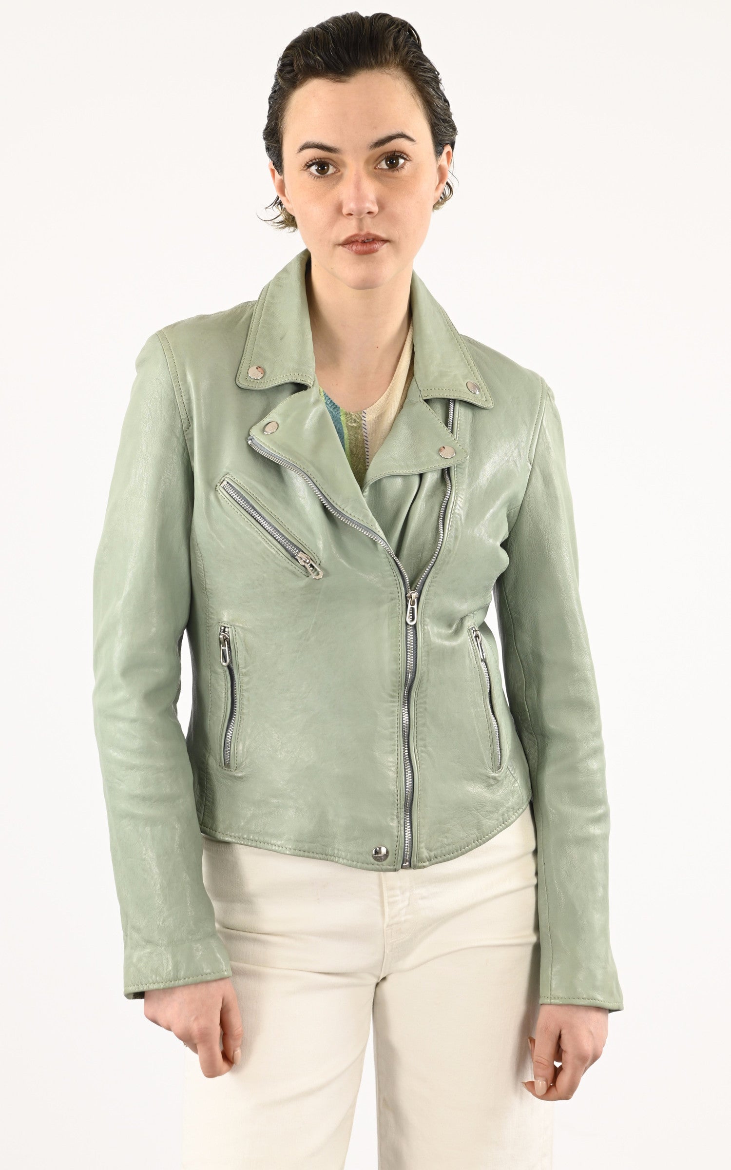 A &quot;OLYMPE 101964&quot; Vert de gris Rose Garden Blouson Femme closed photo