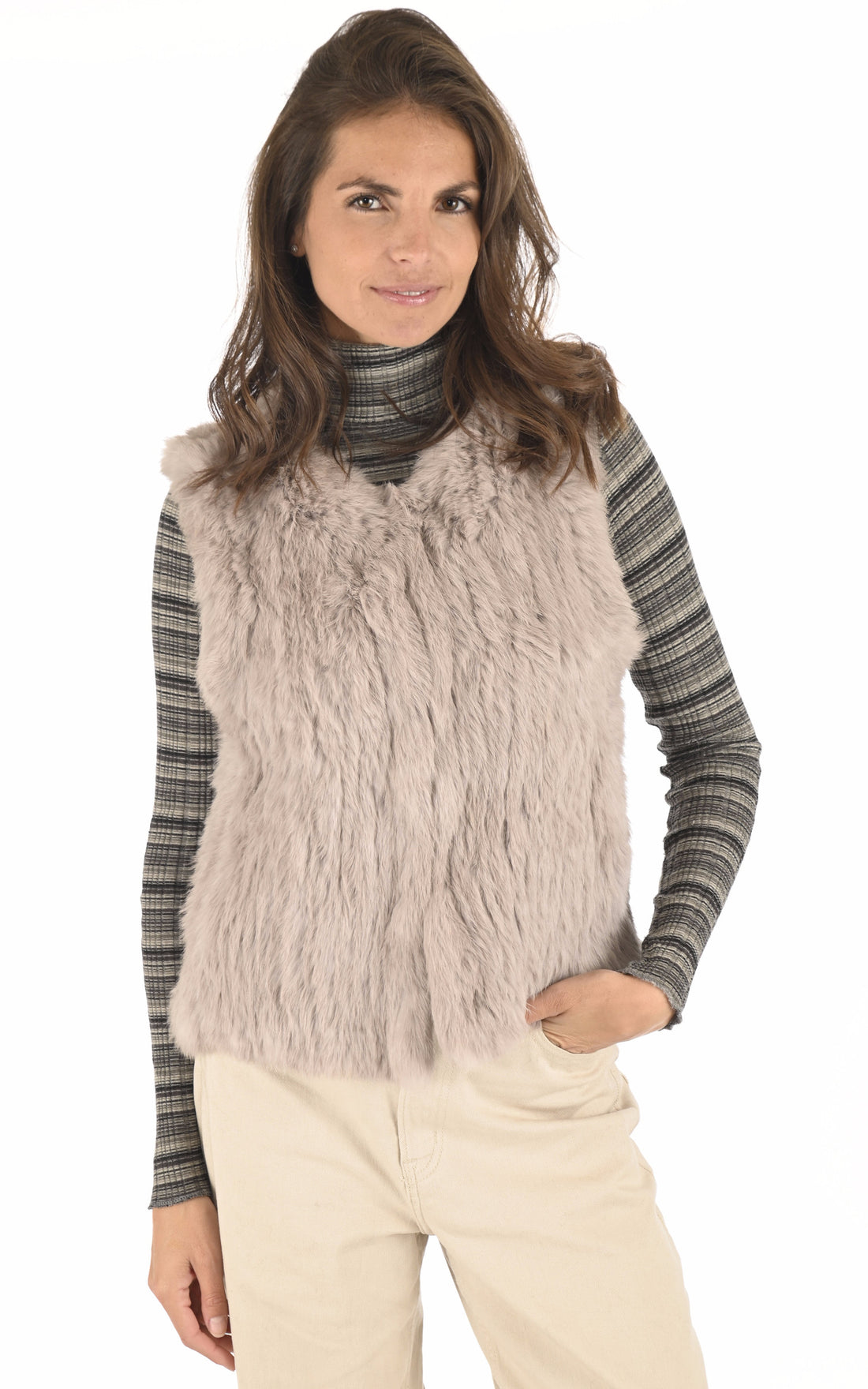 A &quot;GILET 60&quot; Beige La Canadienne Veste Femme opened photo
