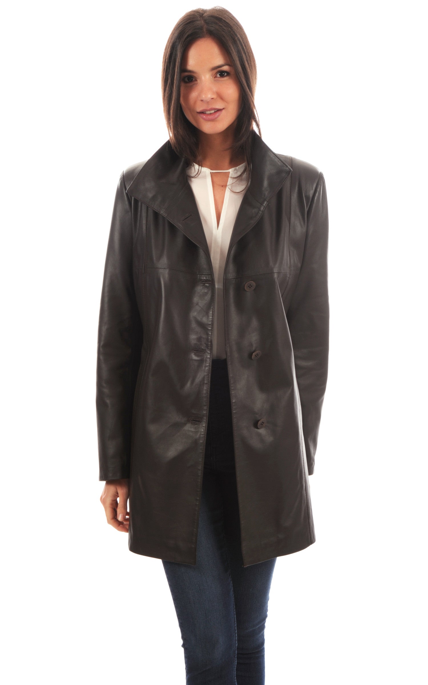 A &quot;CAROLINE&quot; Marron La Canadienne Veste Femme opened photo